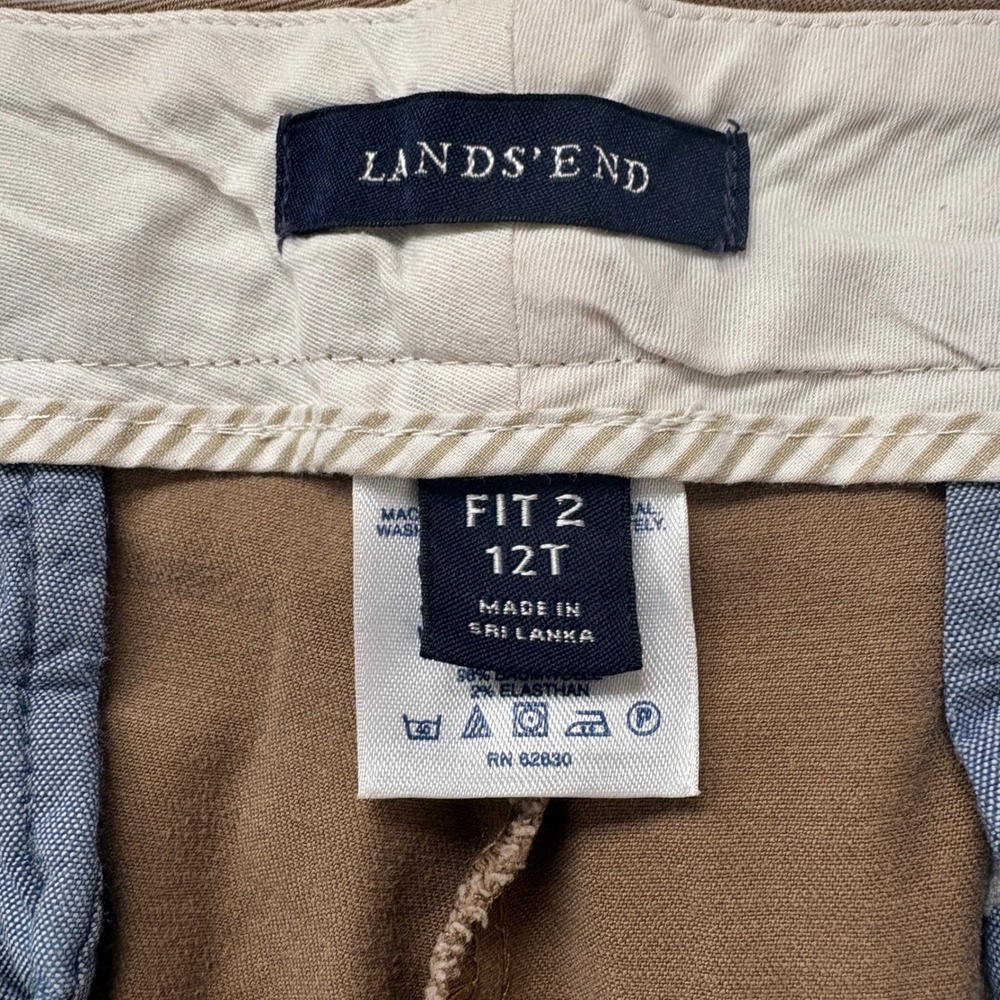 Lands End Fit 2 Womens 12T Brown Chino Pants Wide Leg Cotton Stretch 421914 - Picture 5 of 10